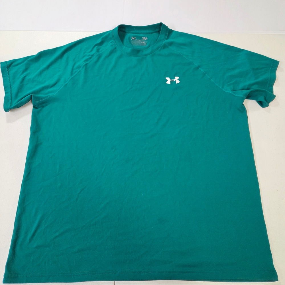 Under Armour Mens XL Green HeatGear Short Sleeve Loose Fit Athletic T-Shirt